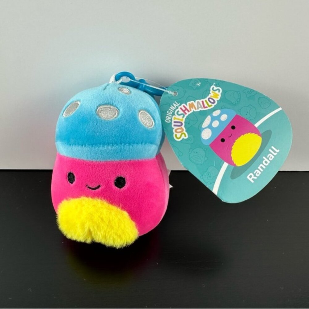 Squishmallows Blacklight Squad Randall Mushroom 3.5” Clip NWT